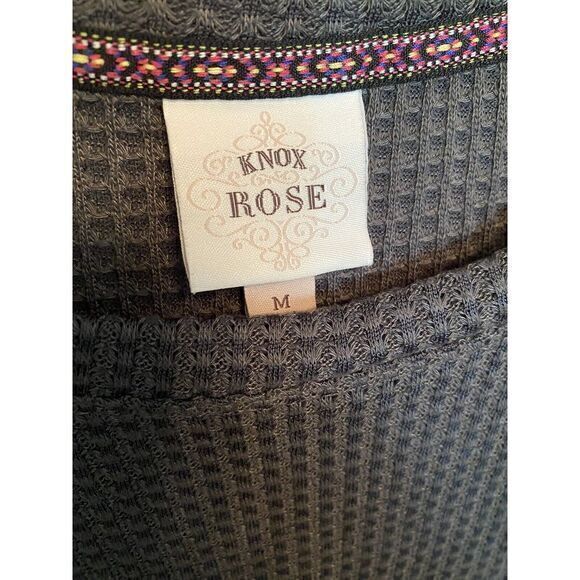 Knox Rose Long Sleeve Gray‎ Pullover Tunic Ribbed Size Medium Woman's Shirt - Picture 2 of 3